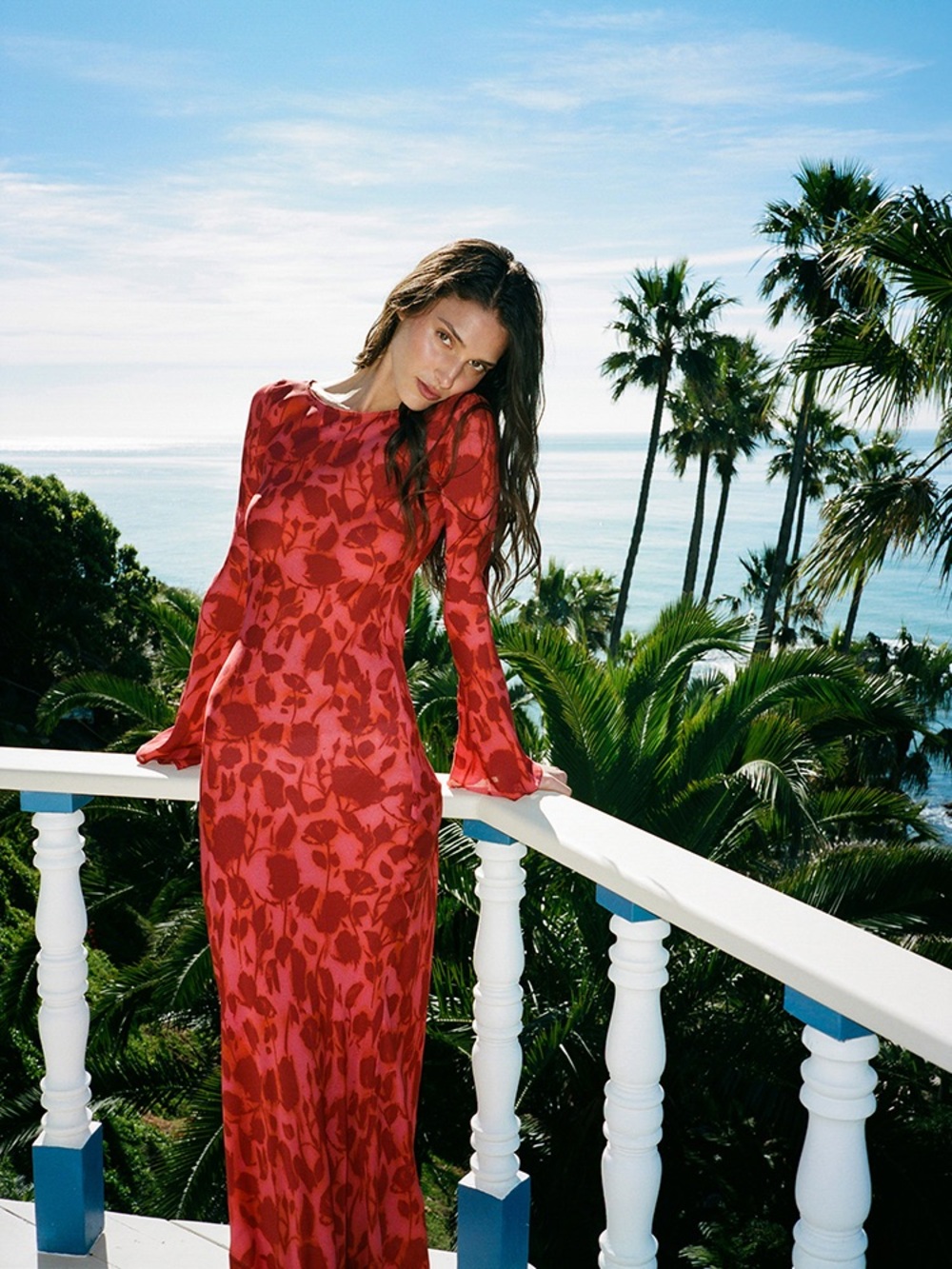 Realisation Par XS Gia Havana Red Floral Silk Maxi Dress
